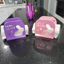 Load image into Gallery viewer, Adorable Easter Bunny Happy Easter Napkin Holder. Appealing, elegant, useful and eye catching. Perfect for Easter Decorations.
